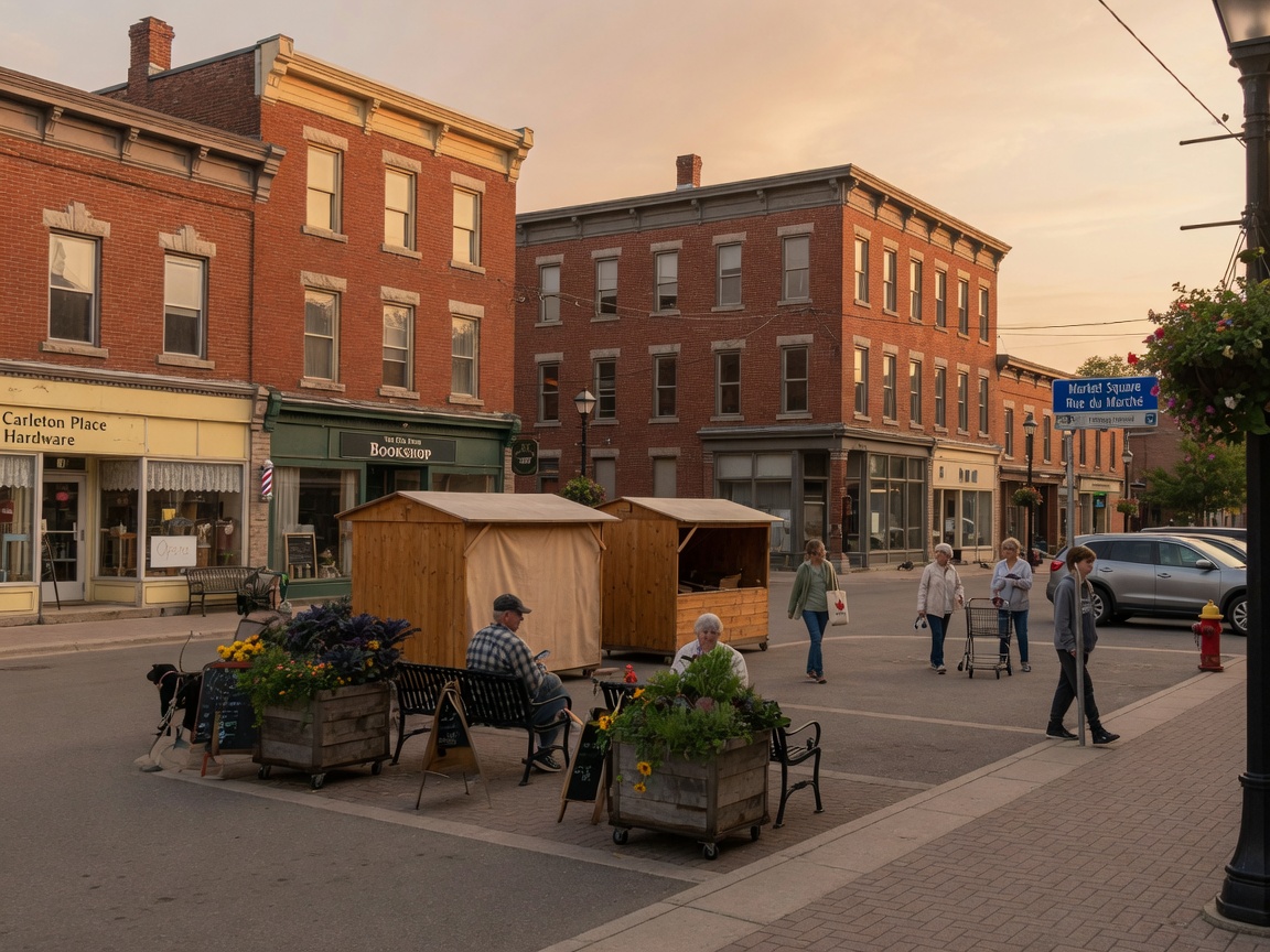 Neighbours gathering at Market Square in downtown Carleton Place
