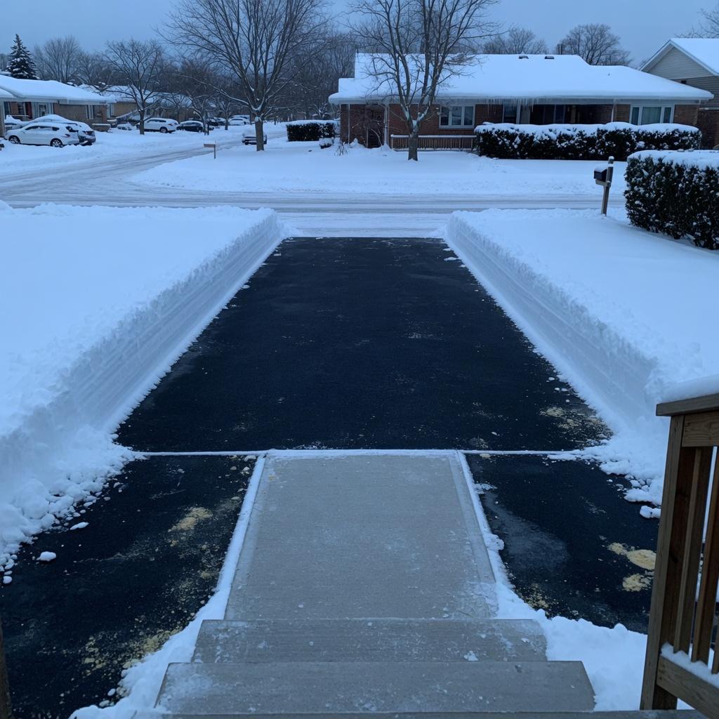 Cleared driveway after snowfall
